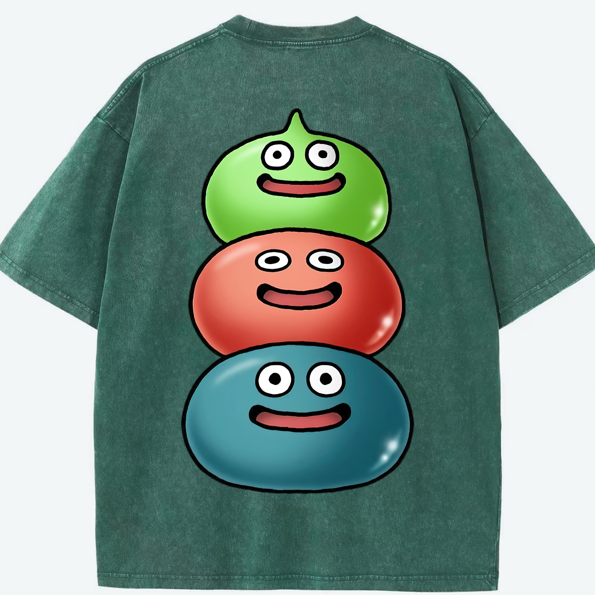 （画像用） ドラゴンクエスト Doragon Kuesuto Dragon Quest 綿100% ヴィンテージ風 半袖Tシャツ（背面プリント）